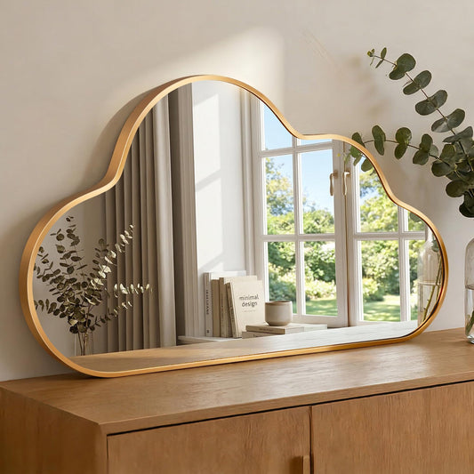 Fahomiss Decorative Cloud Wall Mirror with Frame for Kids' Room, Living Room, Hallway, Entryway