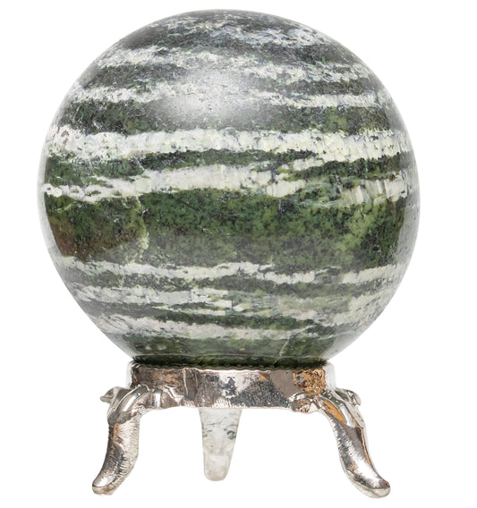 Crocon 45mm Swiss Opal Stone Sphere Ball with Metal Stand 1400+ Carats Gemstone Ball Healing Sphere Sculpture Figurine for Fengshui Divination Home Decoration Photography Crystal Sphere
