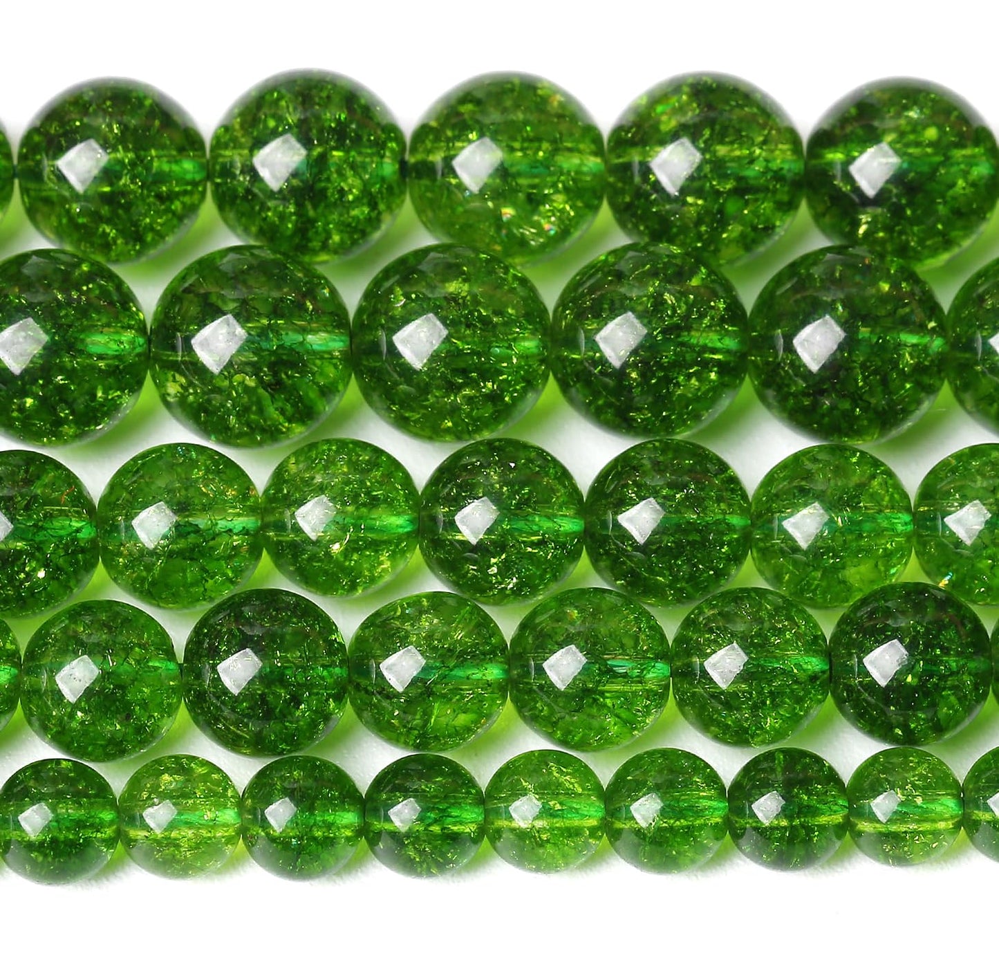 4MM Green Peridot Crystal Quartz Beads Natural Gemstone Beads Round Loose Beads for Jewelry and Bracelets Making 180pcs 2 Strands 32"