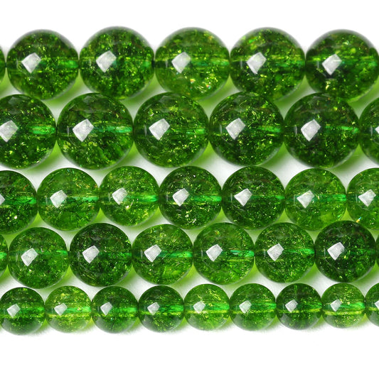 8MM Green Peridot Crystal Quartz Beads Natural Gemstone Beads Round Loose Beads for Jewelry and Bracelets Making 90pcs 2 Strands 32"