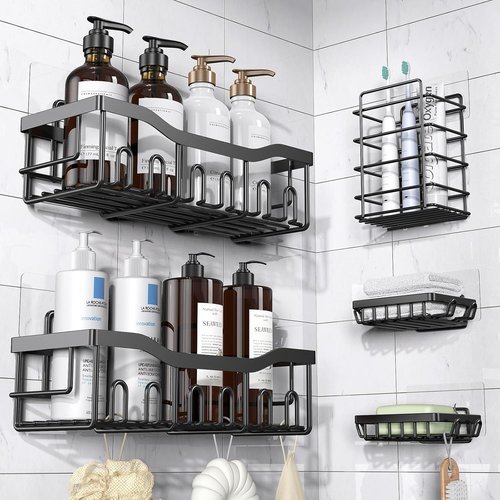 EUDELE Shower Caddy - 5 Pack Rustproof Stainless Steel Bath Organizers | Large Capacity, No Drilling Shelves