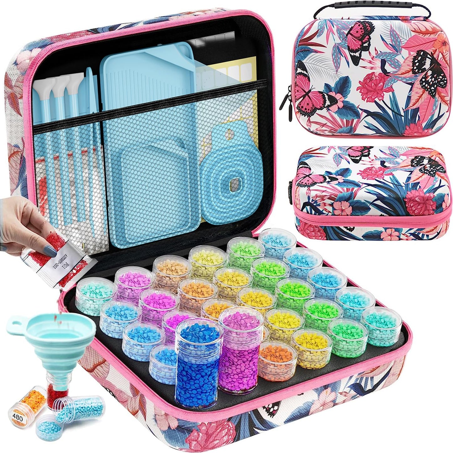ARTDOT 30 Slots Storage Container for Diamond Art Kits for Adults, Portable Bead Storage Boxes for Diamond Painting Accessories and Tools