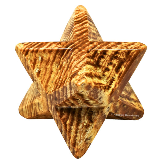 Amazing Gemstone Aragonite Merkaba Crystal - 1.5 Inches Metaphysical Merkaba Star for Meditation - Energetic Tetrahedron Crystal and Healing Stones for Spiritual Growth and Healing (35-40mm)