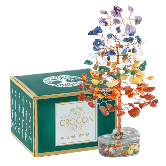Crocon® 7 Chakra Heart Base Birthday Gifts for Women, Men & Friends | Tree of Life Crystals and Healing Stones, Home & Office Decor, Money Tree, Women Gift Ideas, House Warming Gifts New Home for Mom