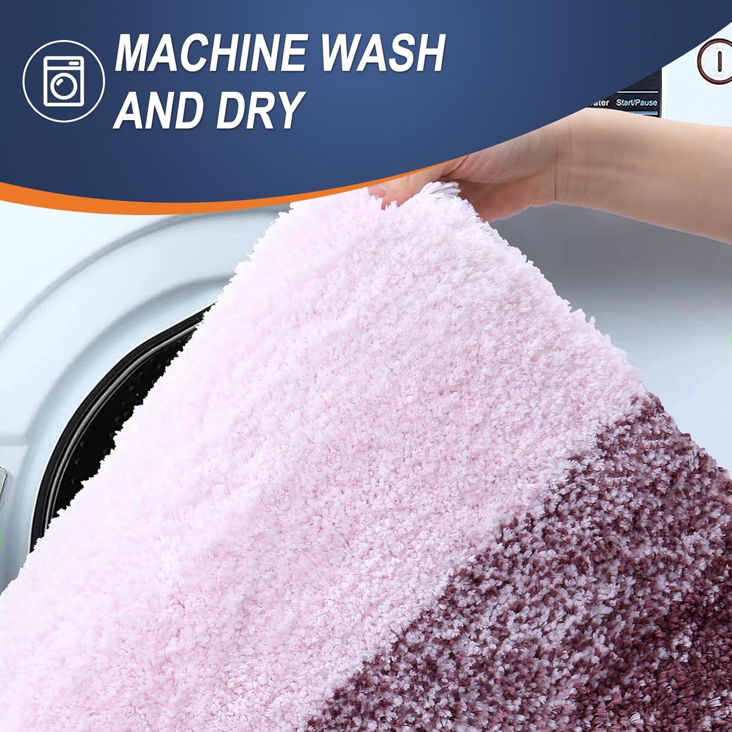 OLANLY Large Bathroom Rugs - Extra Soft Microfiber Mat 54x24 | Quick Dry, Machine Washable, Rubber Backing, Mauve