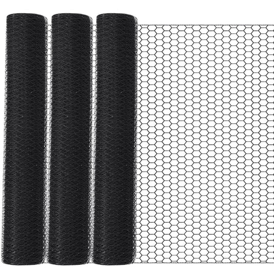 GlikCeil 36 in x 300 ft Chicken Wire Mesh Fencing for Floral Garden, 23 Gauge Black Galvanized Steel Wire, 1 Inch Hexagonal Hardware Cloth Netting for Farm Crafts Poultry Coop Barrier Rabbit Cage