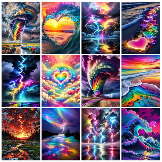 GREENCRUISE 12 Pack Diamond Painting Kits for Adults, 5D Diamond Art Kits for Beginners, DIY Full Drill Paint with Diamond, Home Wall Decor 12 x 16 Inch TYPE3