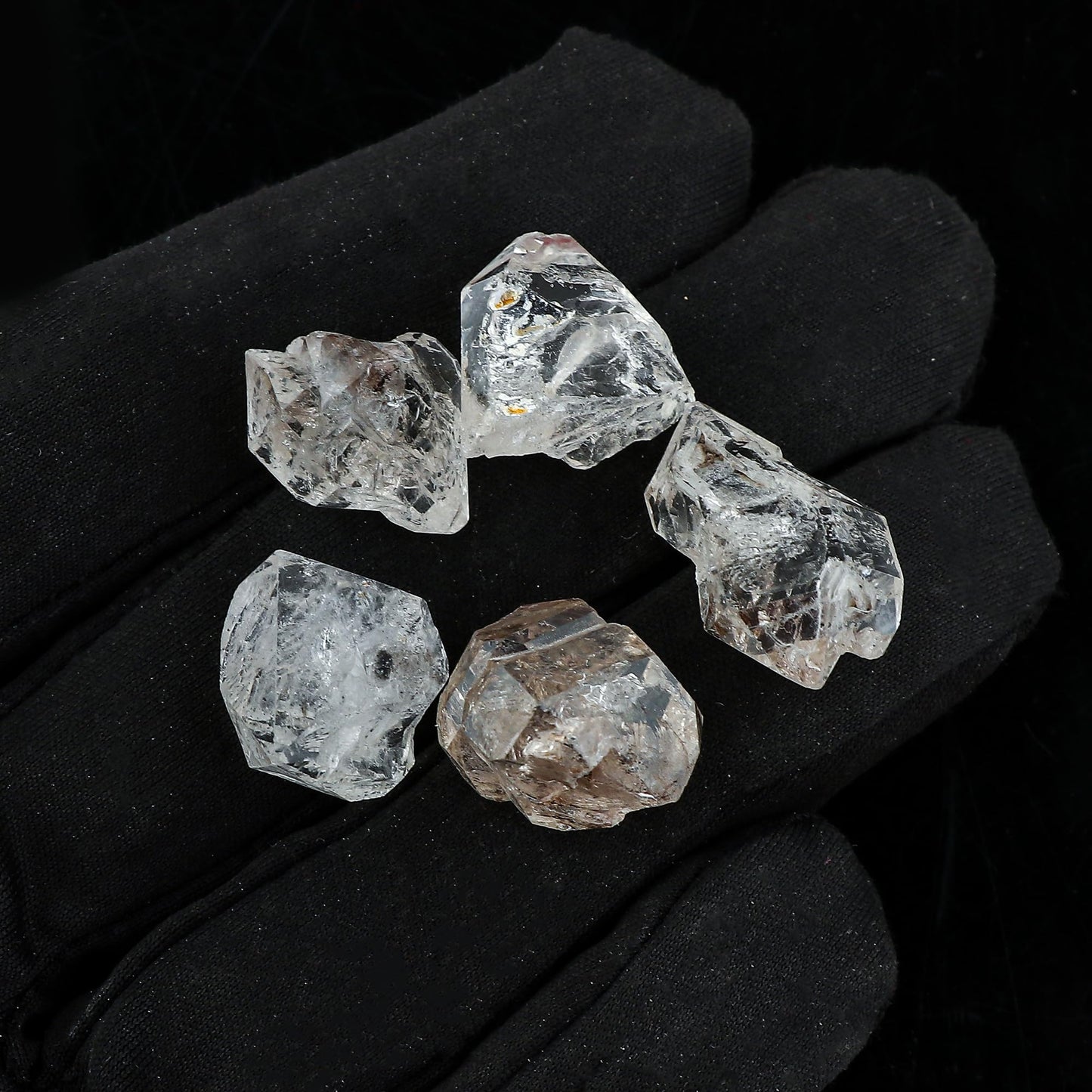 CRYSTALINES 5pcs, Wholesale Natural Raw Black Herkimer Diamond Quartz Gemstone, Double Pointed Rough Stone, DIY Jewelry Making, Bulk Loose Crystal, Wire Wrapping, Large Rocks, Gem Collection