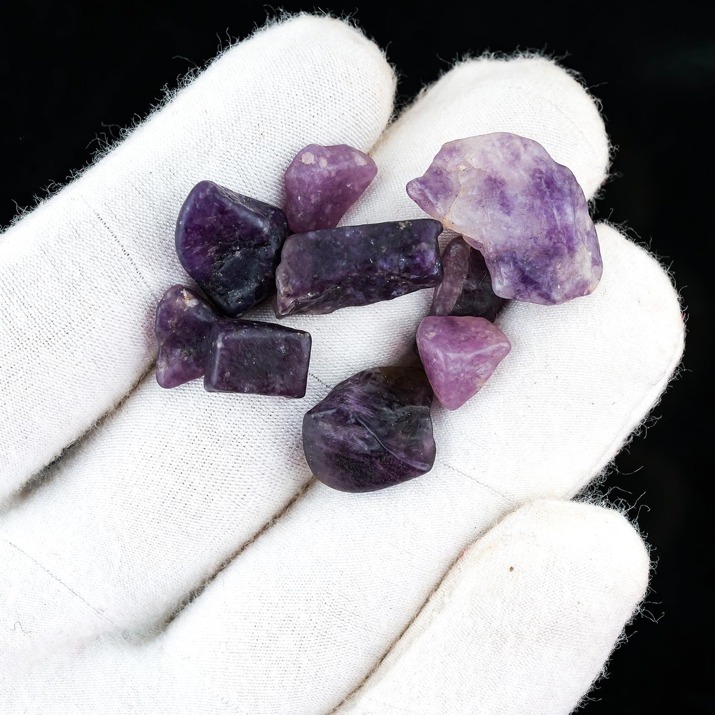 ColouredRocks 50 carats Lepidolite Tumbled Crystals, Raw Stones, Rough Gemstones, Jewelry Making Supply, Cabbing, Polishing, Cutting, DIY, Crafts (9-10pcs) (8-12mm)