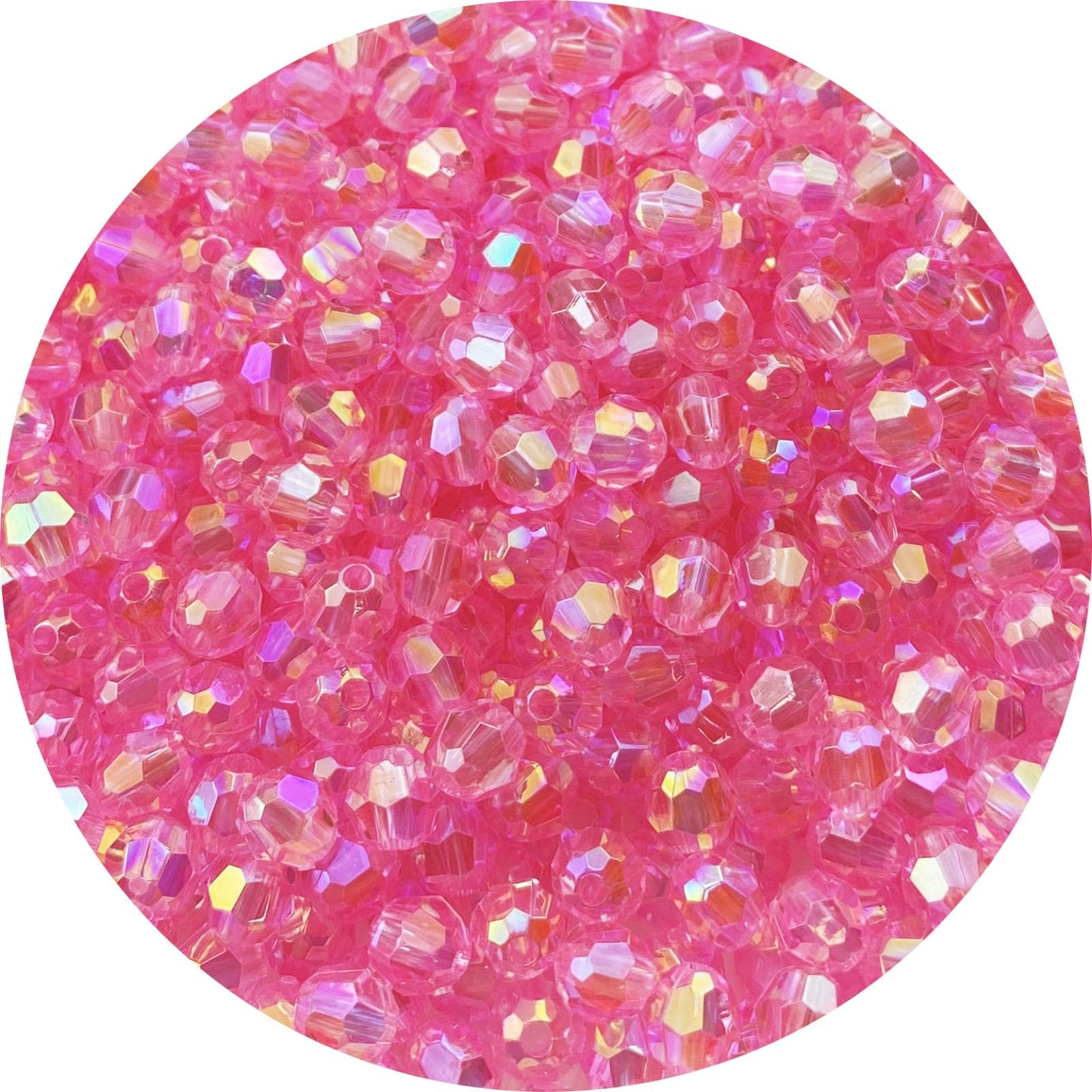 Tingoons 200 PCS 10mm Acrylic Faceted Spacer Beads AB Color Glossy Round Loose Beads for Jewelry Making Bracelet Necklace Earring Ornament Wind Chimes Key Chains(Dark Pink AB)