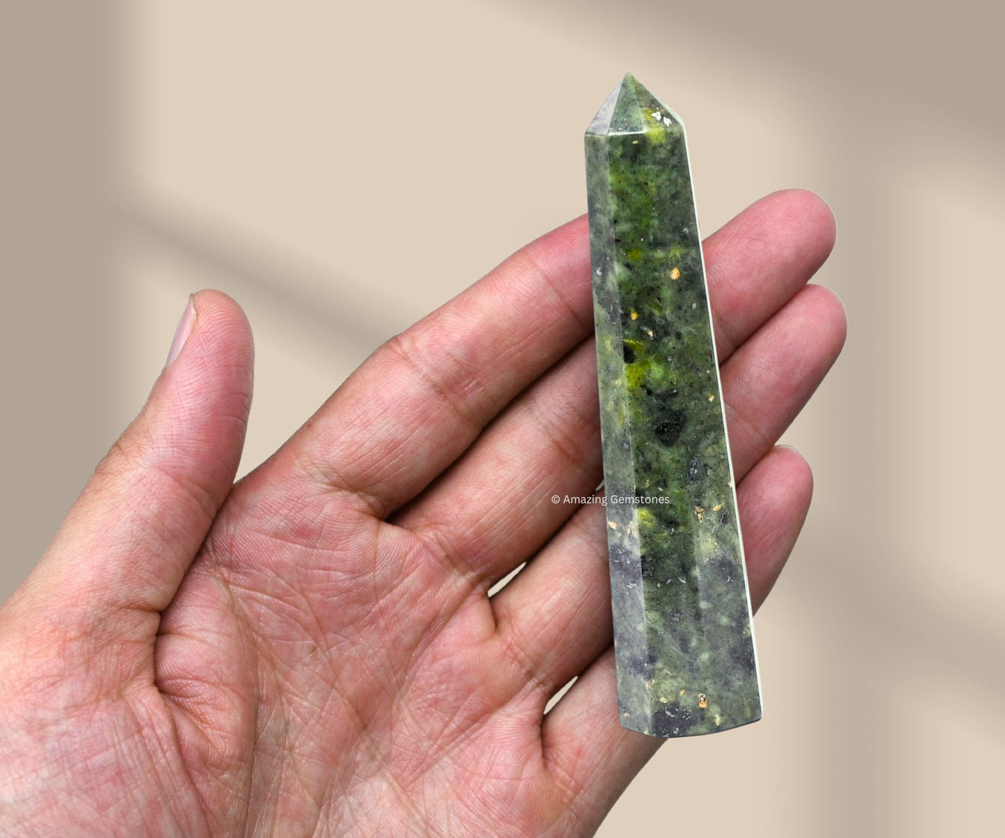 Amazing Gemstone Green Jade Crystal Towers - Natural Healing Crystal Point Obelisk for Reiki Healing and Crystal Grid (3" to 4" INCH)