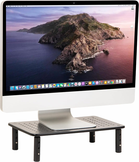 14.5"L 9.25"W 5.5"H, Mind Reader Monitor Stand, Height Adjustable, Ventilated Laptop Riser, Office, Metal, x x Black