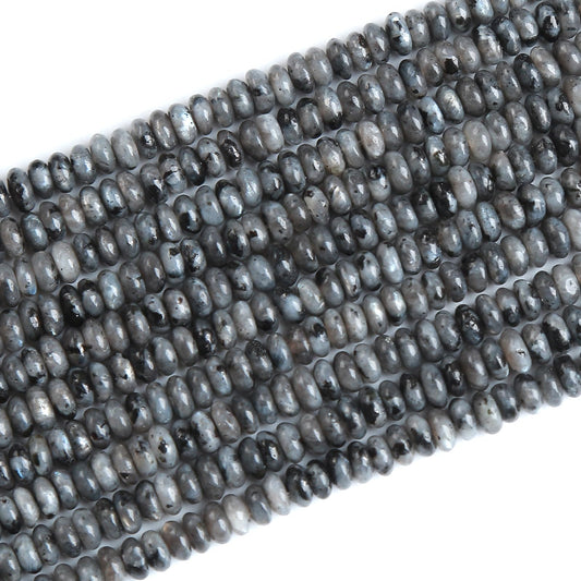 150PCS 2x4mm Natural Black Labradorite Stone Rondelle Beads Abacus Disk Stone Beads Round Loose Spacer Gemstone Beads for DIY Bracelet Necklace Jewelry Making