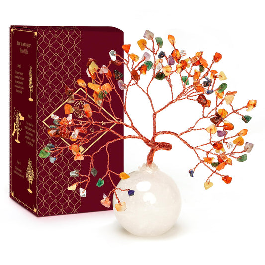 7 Chakra Crystal Tree of Life Birthday Gifts for Women, Handmade Home Decor, Office, Room Decoration, Reiki Healing Crystal Chakra Tree for Money, Positivity, Good Luck Gifts for Her, Mom & Dad