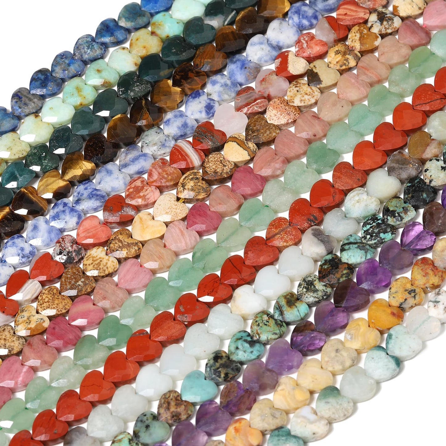 Nitopupu 22pcs Faceted Heart Stone Beads Natural Lapis Lazuli Bead 8mm Crystals and Healing Stones for Jewelry Making Supplies,Friendship Bracelet Kit,Love Gifts