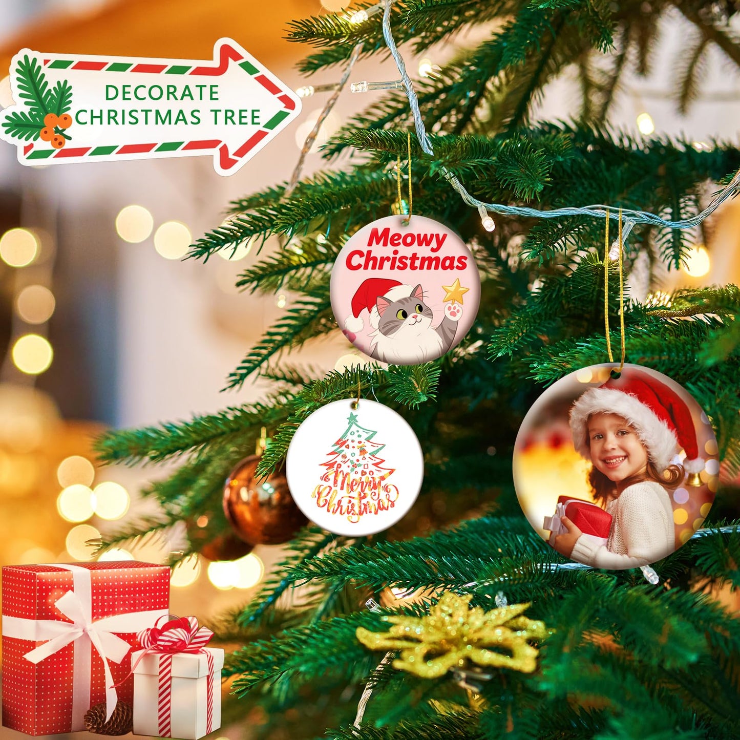 25 PCS Ceramic Sublimation Ornament Blanks Bulk 3 Inch White Round Crafts DIY Personalized Printed Christmas Home Porcelain Paintable Decorate