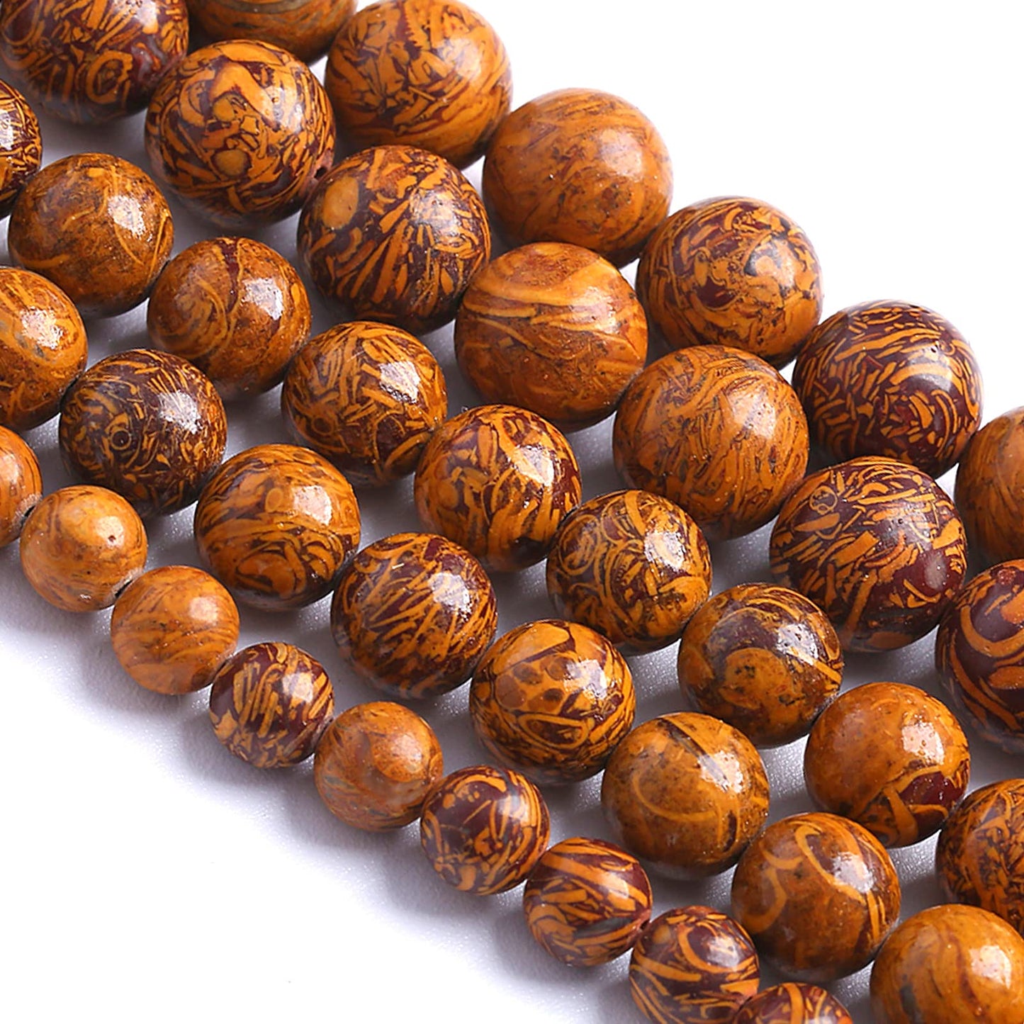 6MM 60PCS Natural Stone Yellow Sunflower Jasper Loose Beads for Jewelry Making DIY Bracelet