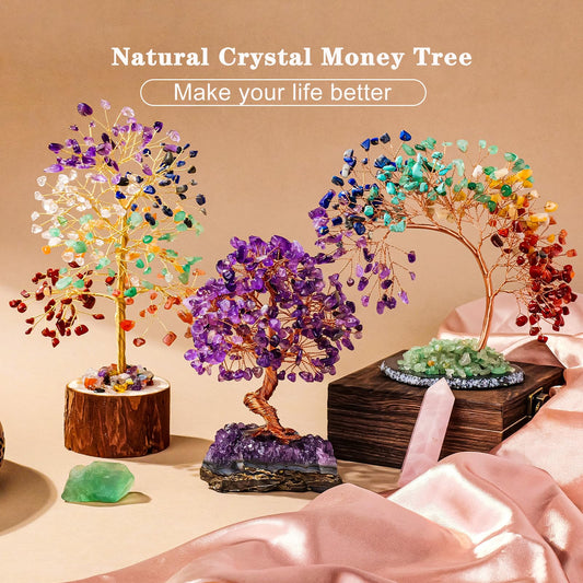 Runyangshi Natural Crystal Amethyst Cluster Tree Tree of Life Natural Crystal Healing Stones Gemstone Trees Fengshui Good Luck Positive Energy Home Decor