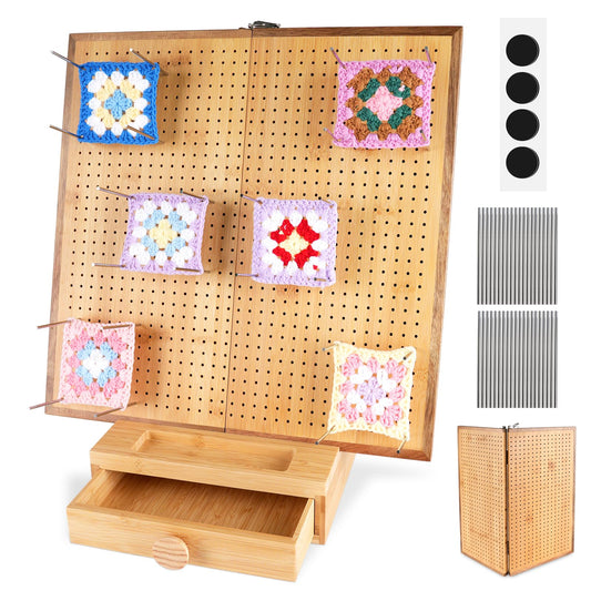 Extra Large 16.5” Foldable Crochet Blocking Board with 40 Pegs/Pins & Storage Case, Granny Square Blocking Boards for Crochet Projects, Crocheting Accessories Gifts for Crocheters Beginners