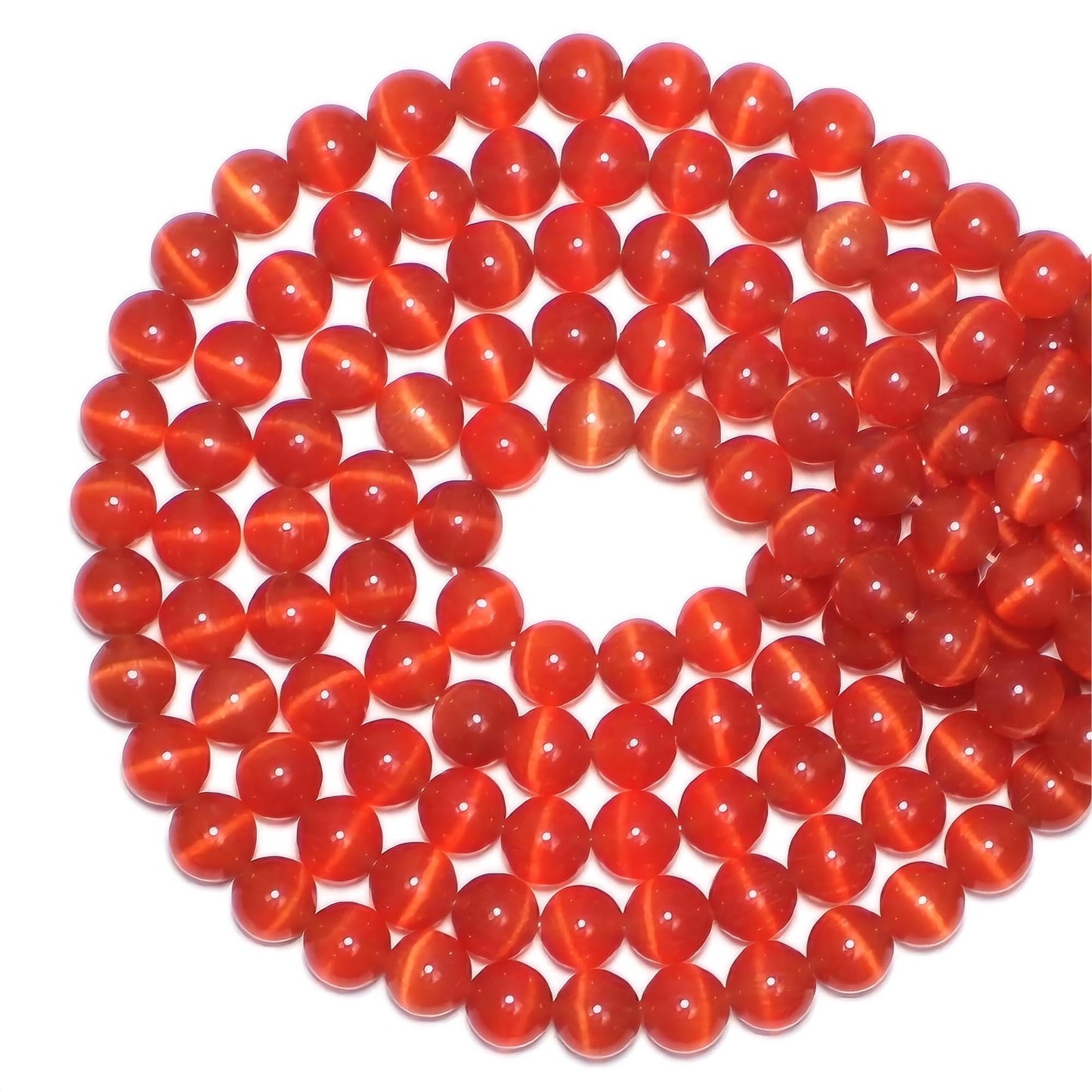 MJDCB 45pcs Red Cat Eye Stone Beads 8mm Round Crystal Loose Bead for Jewelry Making DIY Bracelets Necklace Accessories