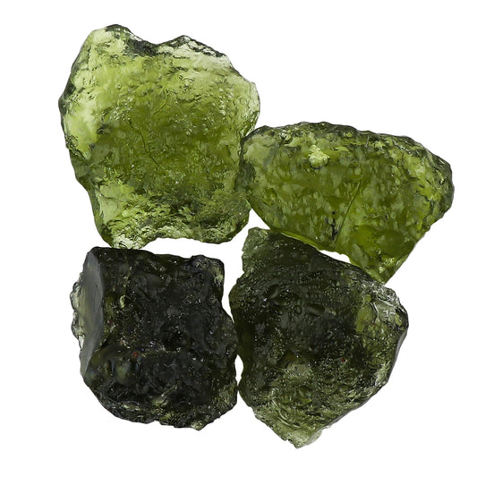 CRYSTALIS (4pcs) (5+gm) (14-20mm) Raw Synthetic Green Moldavite, High Grade Loose Gemstone Wholesale Bulk Rough Jewelry Making Supply, Chakra Stones, Wire Wrapping, DIY, Gem Collection