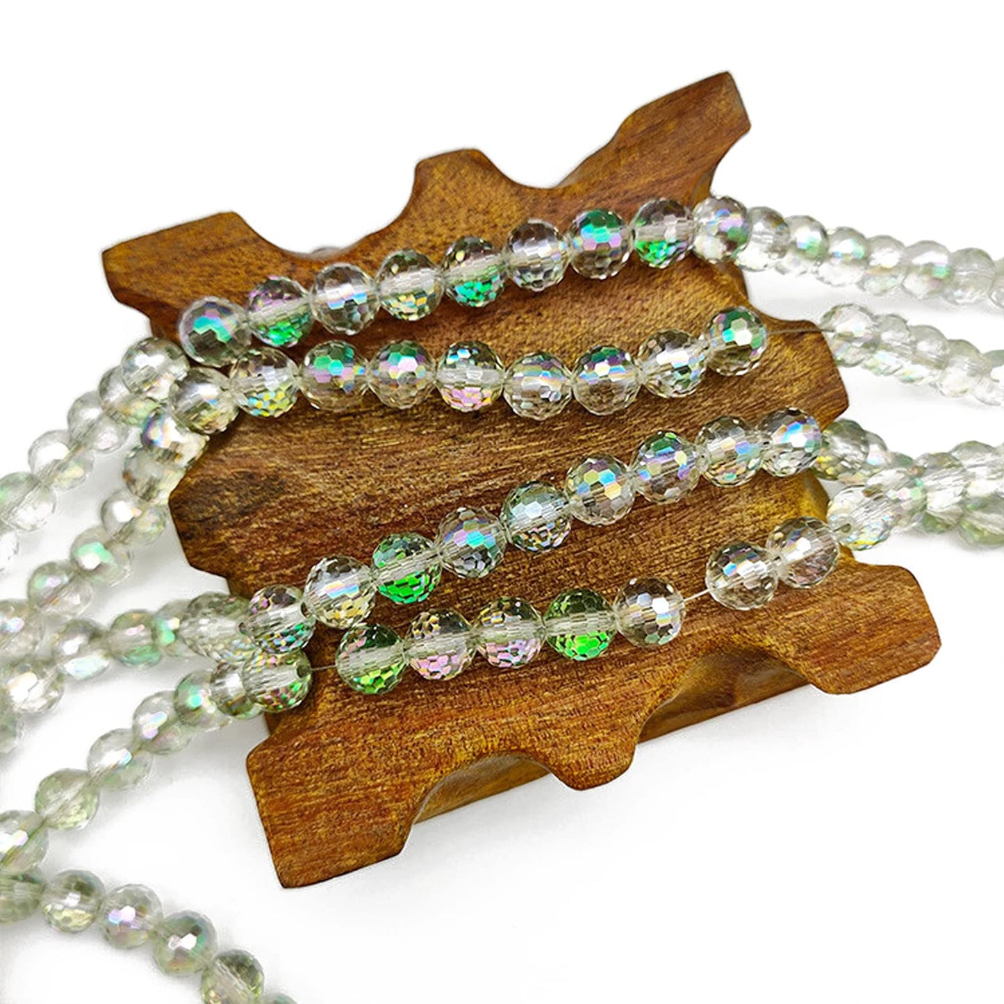 Dowarm 10MM Round Crystal Beads for Jewelry Making, Spring Green Faceted Crystal Glass Beads for Crafts Bracelet Wind Chimes Suncatcher, #5003 Rondelle Spacer Beads, Loose Gemstones, 50PCS