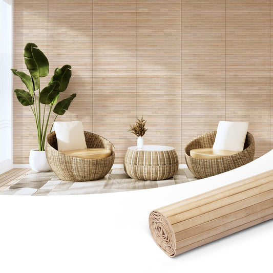 Art3d Natural Bamboo Wall Panel for Interior Wall Decor, Renewable Pole Wrap Wainscoting Paneling for Wall Ceiling Furniture Cabinet Office, 12 x 96 Inch - Carbonized, 1-Pack