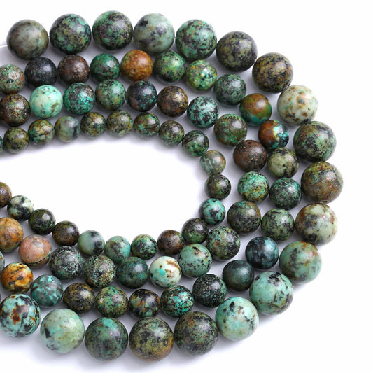 12MM 30PCS Natural Stone Green African Turquoise Spacer Loose Beads for Jewelry Making DIY Bracelet Necklace