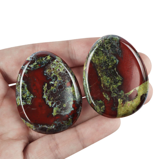 Artistone Dragon Blood Stone Crystal Thumb Worry Stone Hand Carved Healing Crystal Pocket Palm Stone for Anxiety Stress Relief, Meditation Reiki, Water Drop Shaped (Pack of 2)