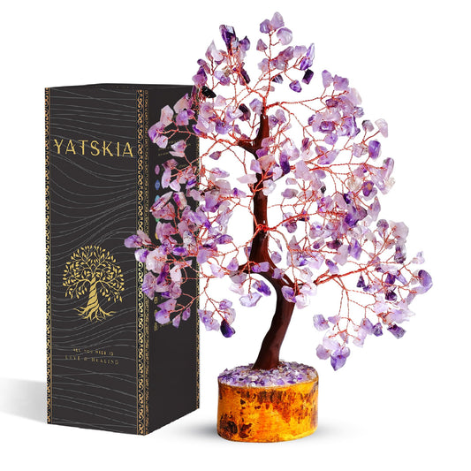 YATSKIA Amethyst Crystal Tree Stones and Crystals Tree of Life, Crystal Home Decor, Good Luck Gifts, Spiritual Gifts for Women