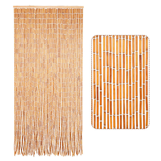 Natural Wooden Beaded Curtain with Solid Wood Beads, Hand-Painted Hanging Door Curtain, Natural Wood Doorway Beads, 36" x 79", 90 Strings, Handmade Wooden Room Divider for Doorways & Windows
