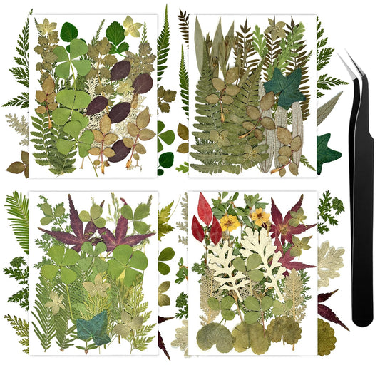 110+ Pcs Dried Flowers Leaves for Crafts, Real Pressed Flowers Dry Leaves for Resin Scrapbooking DIY Art Crafts Epoxy Resin Jewelry Mold Candle Soap Making Nails Décor