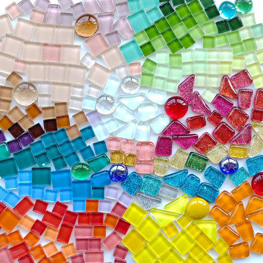 AONUOAO 1.1LB Assorted Colors Irregular Crystal Glass Mosaic Tiles for Crafts Bulk, Mosaic Making, Decoration, and More