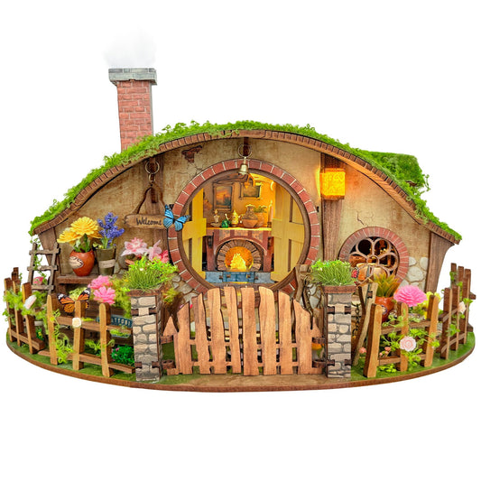 DIY Miniature House Kit, Book Nook Mini House Bookshelf Decor 3D Wooden Puzzle for Adults, Birthday Gift for Family, Friends - The Magic Ring House