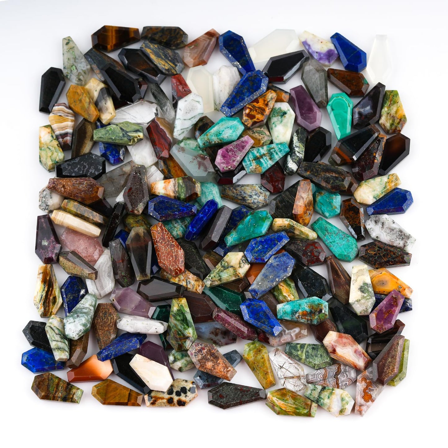 ColouredRocks (10 pcs. Mix Semi-Precious Coffin Shape Crystals, Natural Facet-Cut Stones, Loose Gemstone, Wholesale Polished Supply, Jewelry Making, DIY Craft, Gem Collection (16-20 mm.)