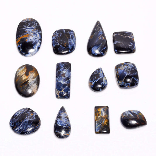 3pcs Black Pietersite Cabochon Gemstones for Jewelry Making, Chatoyant Crystals, Wholesale Stones Lot Supply, Mix Pack, Birthstone, Healing Crystals