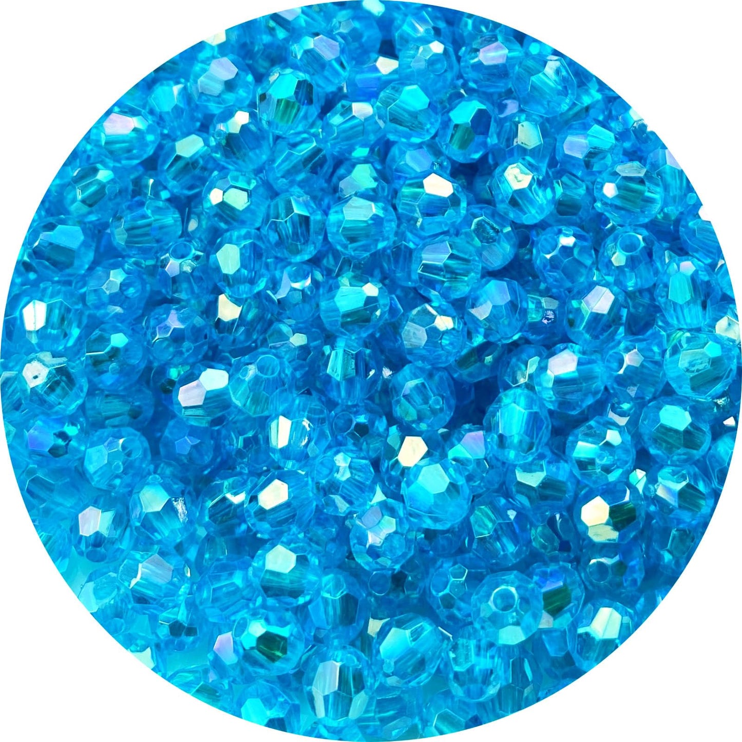 Tingoons 200 PCS 10mm Acrylic Faceted Spacer Beads AB Color Glossy Round Loose Beads for Jewelry Making Bracelet Necklace Earring Ornament Wind Chimes Key Chains(Aquamarine AB)
