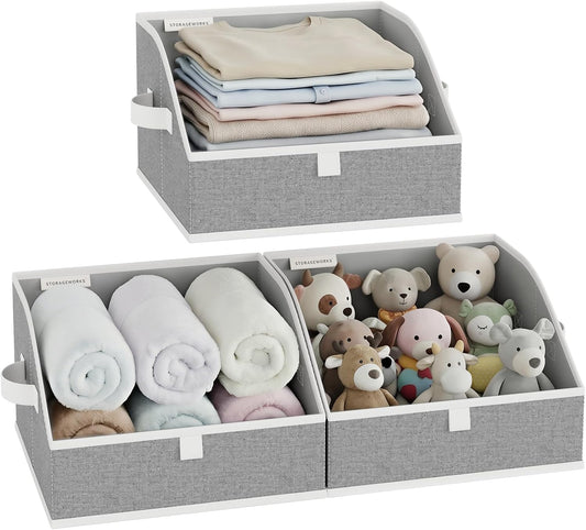 StorageWorks Trapezoid Closet Storage Bins - Foldable Fabric Organizing Baskets, Small, Gray | 3-Pack