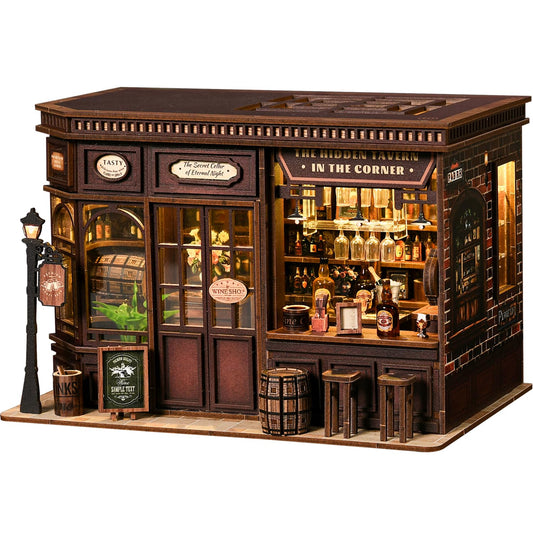 SUNNINO Book Nook Kits for Adults - DIY Miniature Bookshelf Insert with LED Lights, Creative Craft Book Nook Kits for Adults, Fantasy Corner Tavern Diorama Room Decor, Gift for Book Lovers