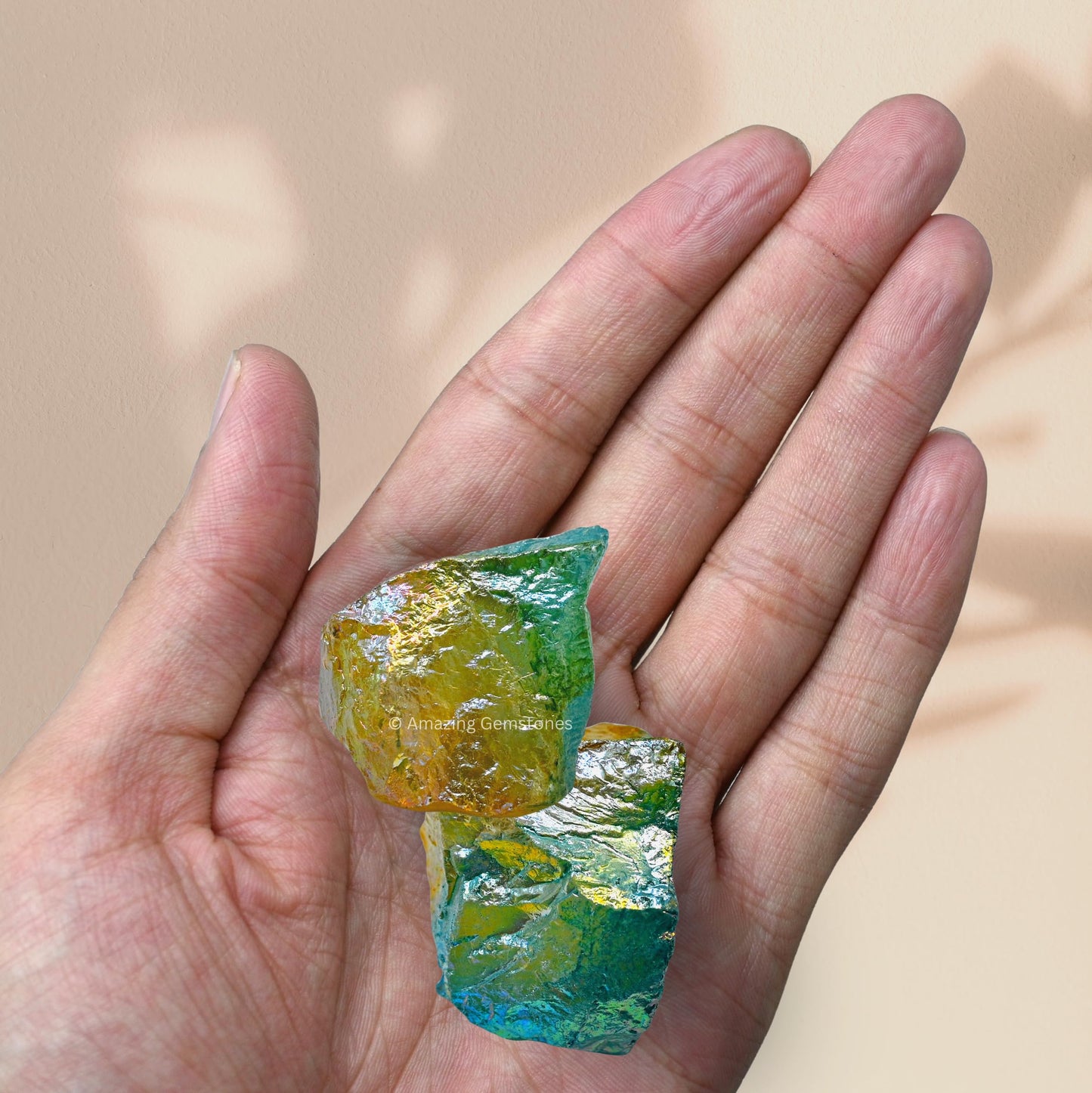 Amazing Gemstone 2 Pieces Yellow Aqua Aura Quartz Raw Crystals and Healing Stones, Natural Rocks for Meditation and DIY Raw Stones and Crystals