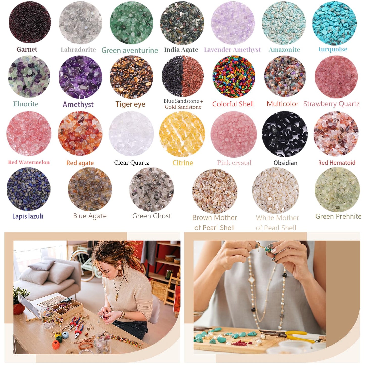 400pcs Natural Chip Stone Beads for Jewelry Making Obsidian 5-8mm Irregular Gemstones Healing Crystal Loose Rocks Bead Hole Drilled for Ring Earrings Necklace Bracelet Making DIY Art Crafts