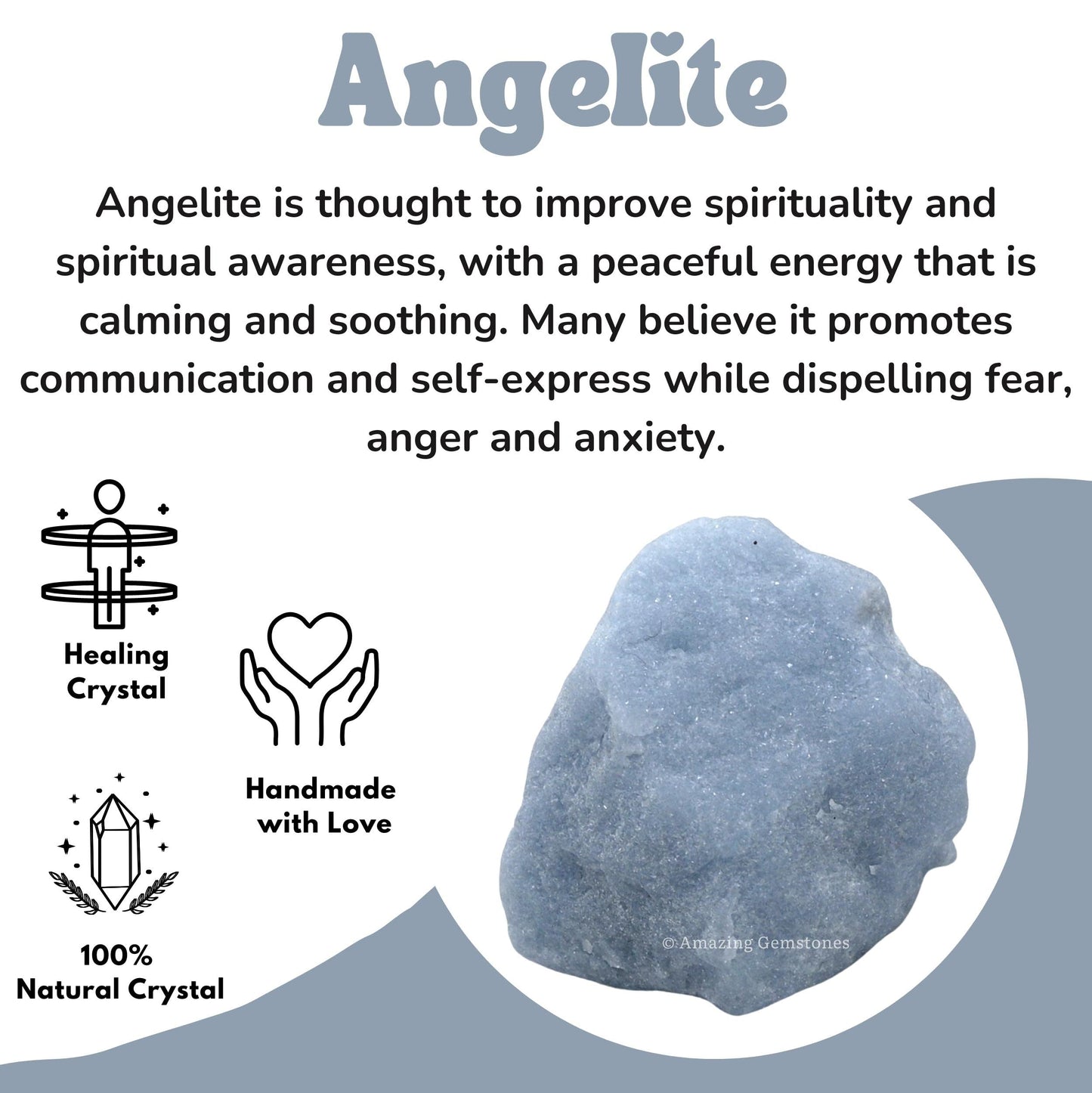 Amazing Gemstone Angelite Raw Crystals and Healing Stones, Natural Rocks for Tumbling - DIY Raw Stones and Crystals, 2 Pieces