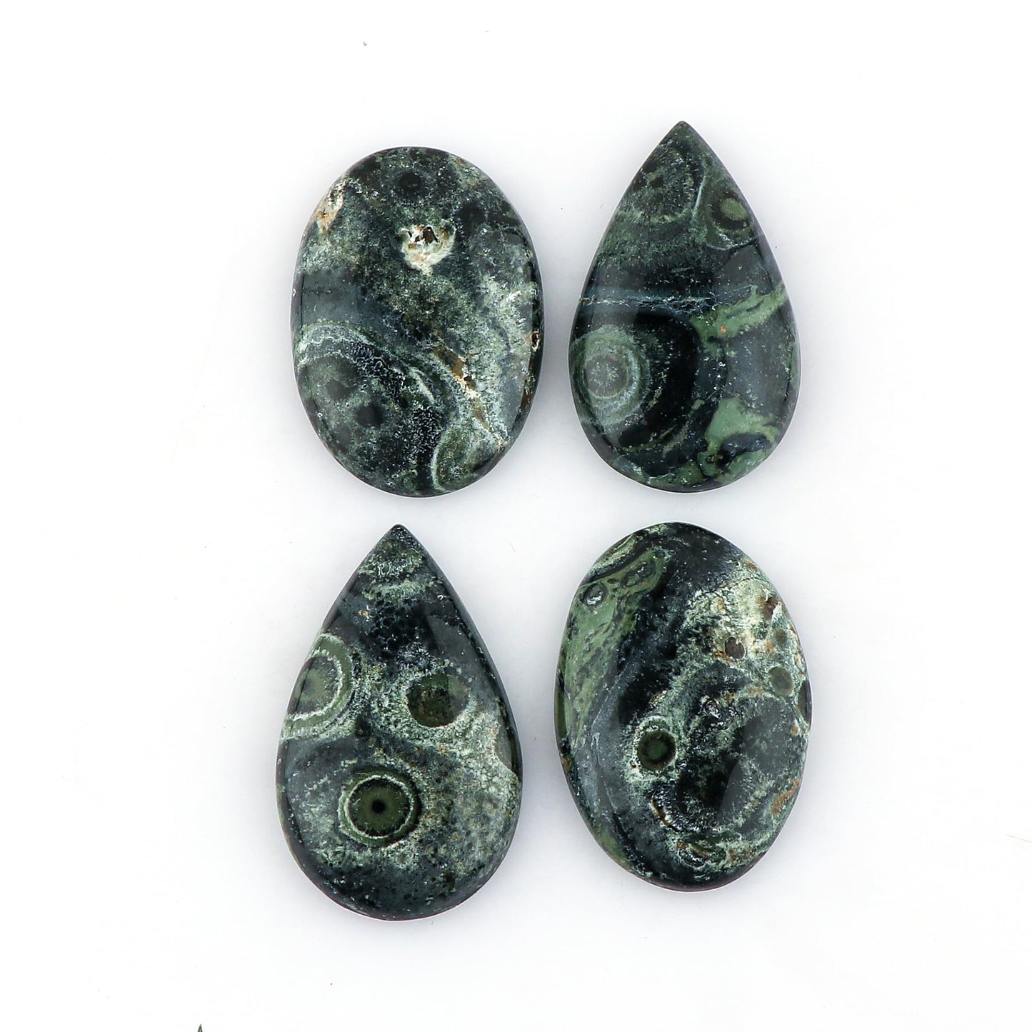 CRYSTALIS 4pcs, 30mm+ Natural Kambaba Jasper Loose Gemstone Wholesale Bulk Cabochons Jewelry Making Supply, Chakra & Healing Polished Stones, Wire Wrapping, DIY, Gem Collection