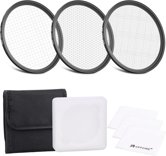 ARTCISE 4+6+8 Set (67mm) Star Filter Kit: Point Cross Screen Lens Filters with Pouch for DSLR/Mirrorless Cameras