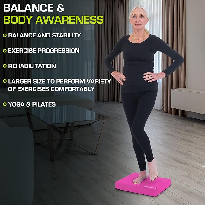 ProsourceFit Exercise Balance Pad – Non-Slip Cushioned Foam Mat & Knee Pad for Fitness and Stability Training, Yoga, Physical Therapy