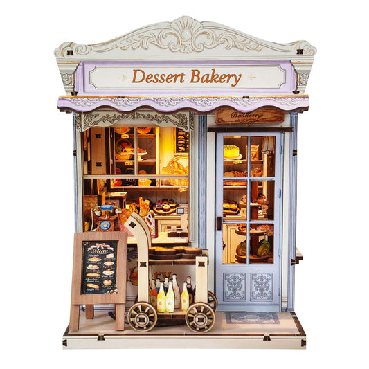Book Nook Kit - DIY Miniature House Bakery Patisserie Dollhouse Kit for Adults and Teens, Booknook Tiny House Bakery Shop Bookshelf Decor 3D Wooden Puzzle, Gifts for Family, Friends (with Glue)