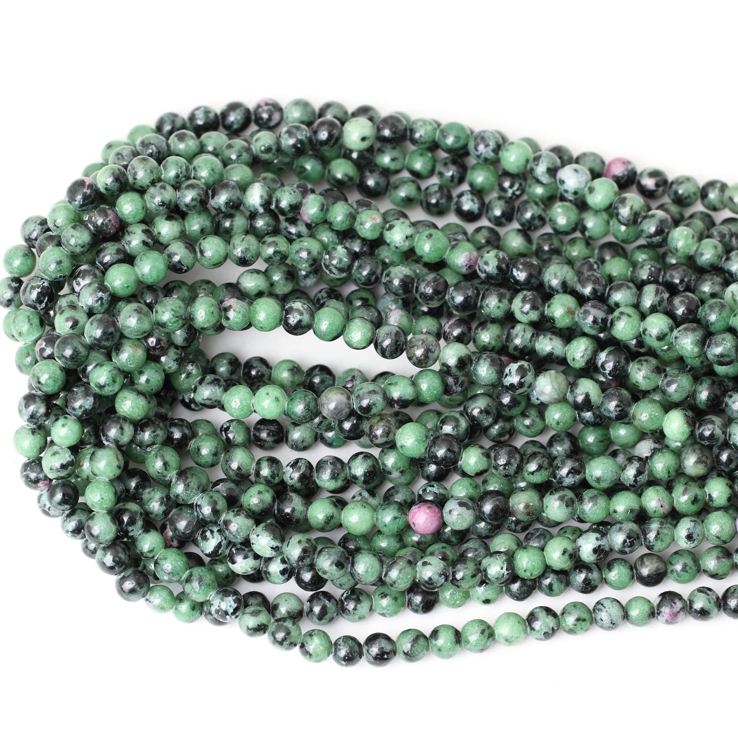 CHEAVIAN 60PCS 6mm Natural Ruby Zoisite Jasper Gemstone Round Loose Beads for Jewelry Making 1 Strand 15"