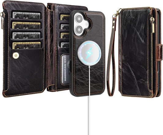 Antsturdy 2 1 17 Compatible with Magsafe Magnetic in Detachable iPhone Wallet Case with Credit Card Holder Slots,PU