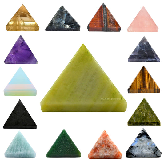 Amazing Gemstone Pack of 11 Crystal Pyramid Healing Stones - 1" Wholesale Bulk Crystals Pyramid Figurine of Natural Stone for Meditation, Reiki, Chakra Balancing and Crystal Pyramids Grid