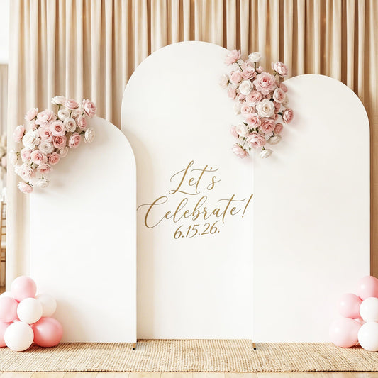 GRENTY Metal Arch Backdrop Stand and Cover Set 7.2FT/6.6FT/6FT, Wedding Arch Frame with Spiral Rotating Joint, 3 Wrinkle-Resistant Cover for Birthday, Anniversary, Wedding, Party, Baby Shower